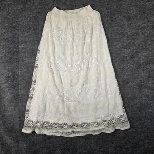 Me‎ 2 Magic Lace Midi Skirt Women M Cream Boho A-Line Elastic Waist Cottagecore